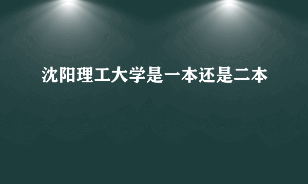 沈阳理工大学是一本还是二本