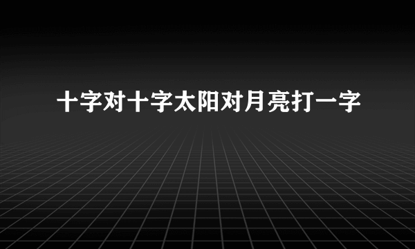 十字对十字太阳对月亮打一字