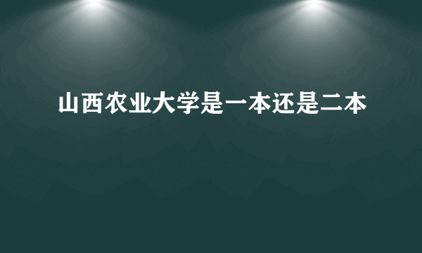 山西农业大学是一本还是二本