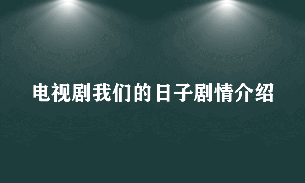 电视剧我们的日子剧情介绍