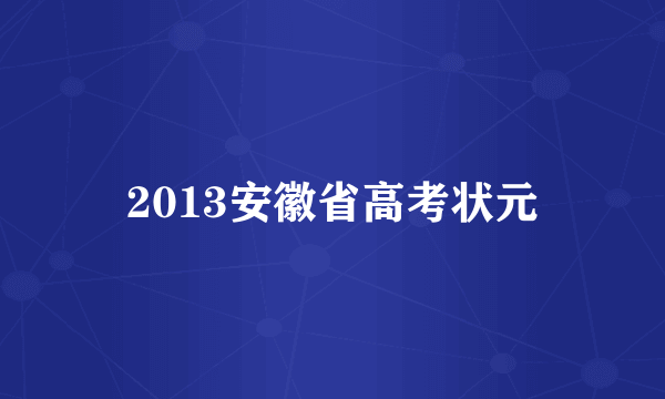 2013安徽省高考状元