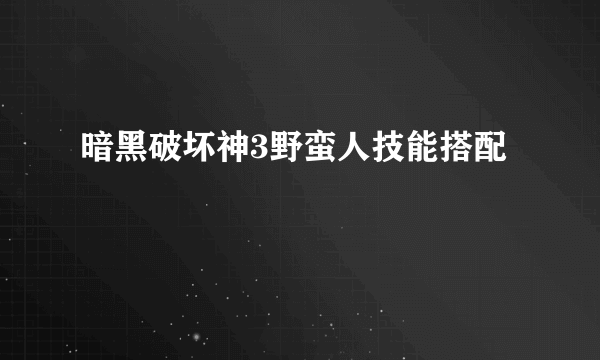 暗黑破坏神3野蛮人技能搭配