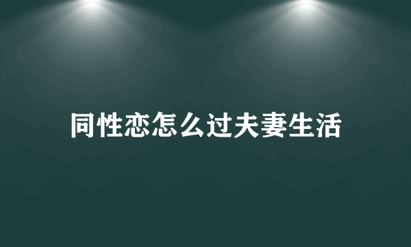 同性恋怎么过夫妻生活