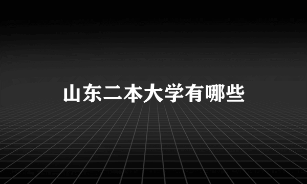 山东二本大学有哪些