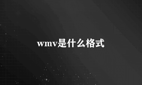 wmv是什么格式