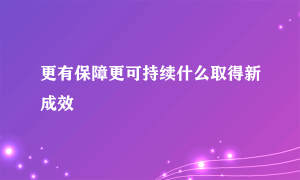 更有保障更可持续什么取得新成效