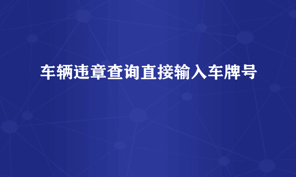 车辆违章查询直接输入车牌号