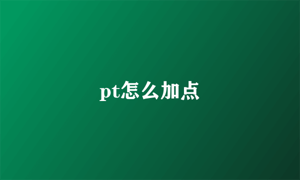 pt怎么加点