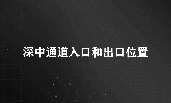 深中通道入口和出口位置