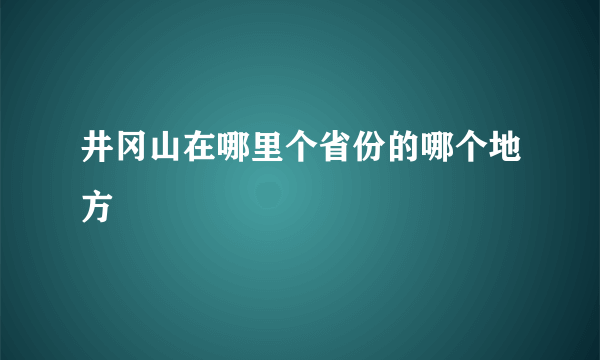 井冈山在哪里个省份的哪个地方