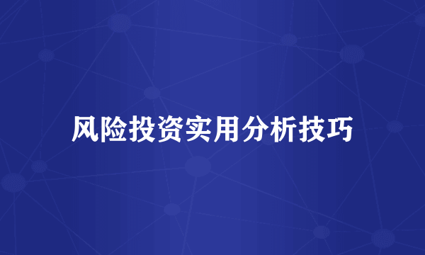 风险投资实用分析技巧