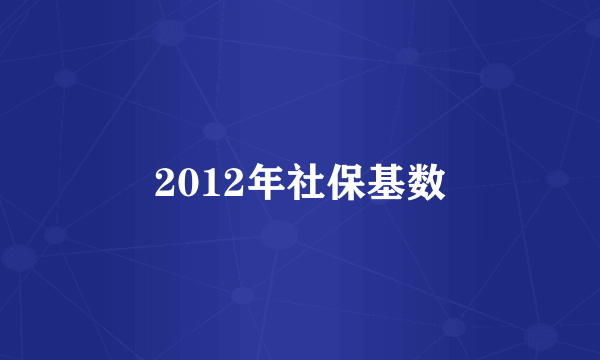 2012年社保基数