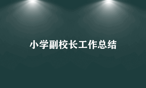 小学副校长工作总结