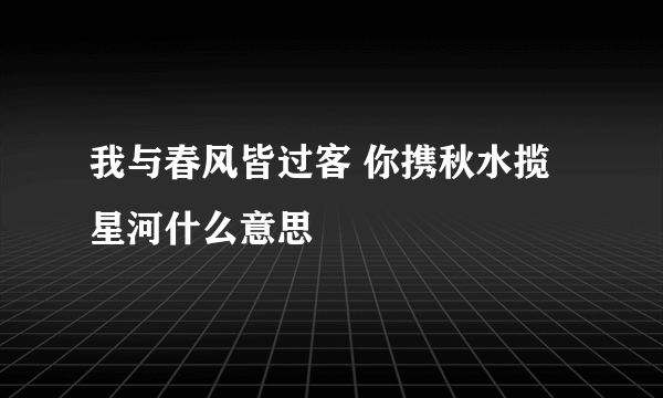 我与春风皆过客 你携秋水揽星河什么意思