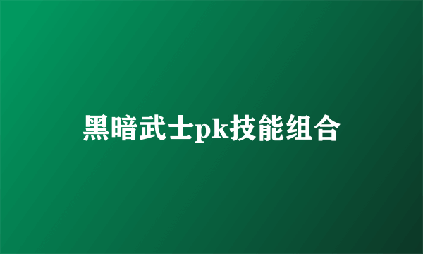 黑暗武士pk技能组合