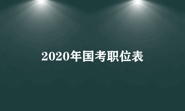 2020年国考职位表