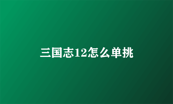 三国志12怎么单挑