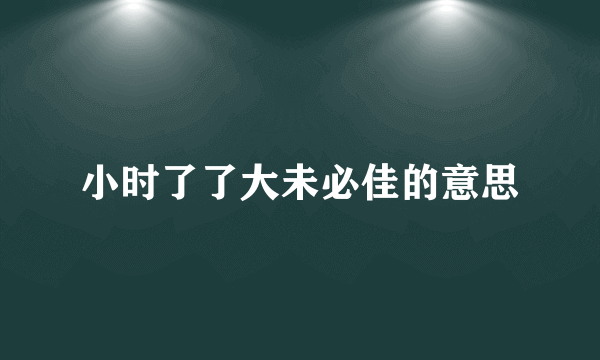 小时了了大未必佳的意思