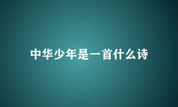 中华少年是一首什么诗