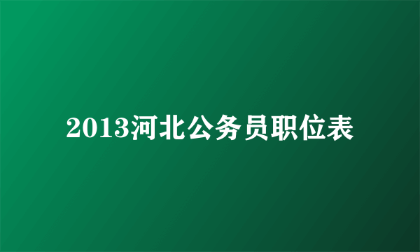 2013河北公务员职位表