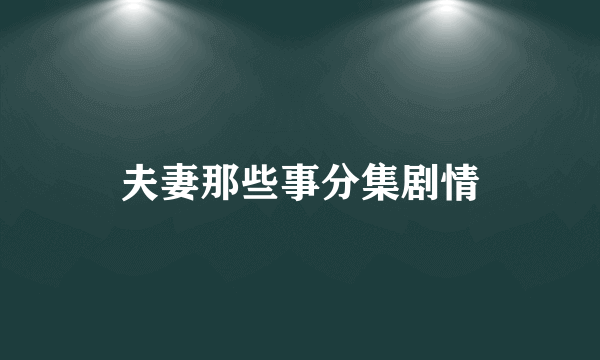 夫妻那些事分集剧情