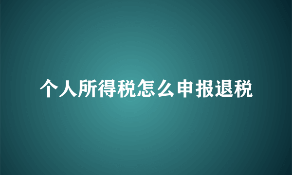 个人所得税怎么申报退税