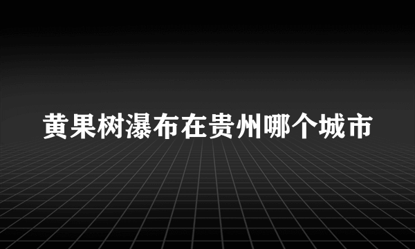 黄果树瀑布在贵州哪个城市