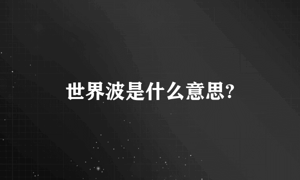 世界波是什么意思?