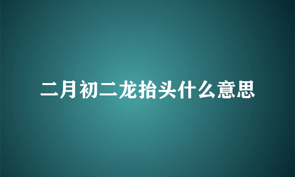 二月初二龙抬头什么意思