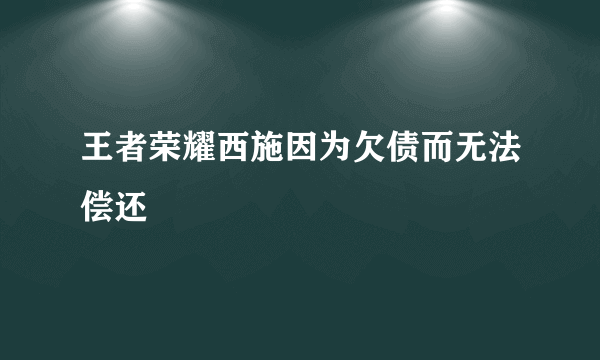 王者荣耀西施因为欠债而无法偿还