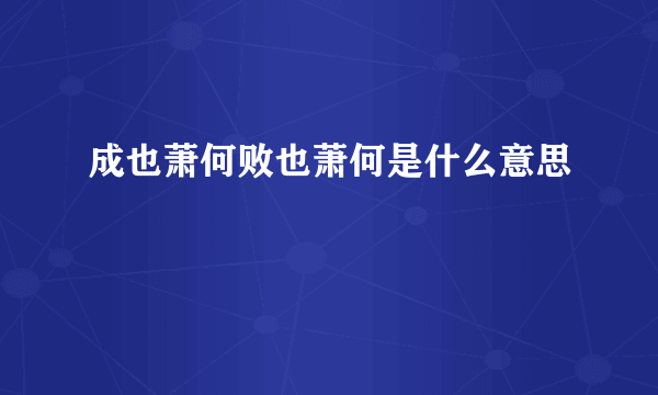 成也萧何败也萧何是什么意思