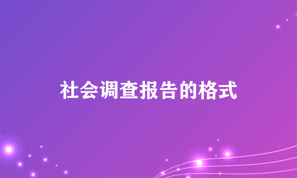 社会调查报告的格式