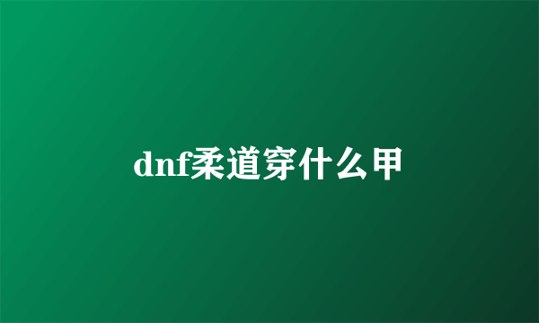 dnf柔道穿什么甲