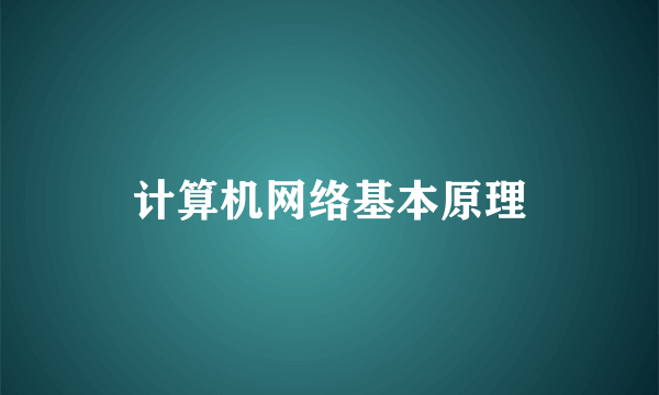 计算机网络基本原理