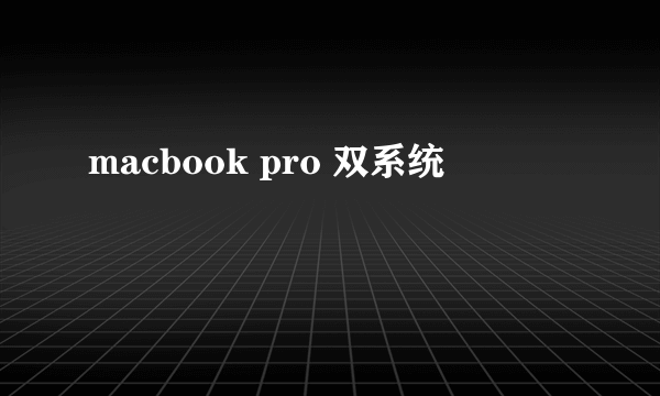 macbook pro 双系统