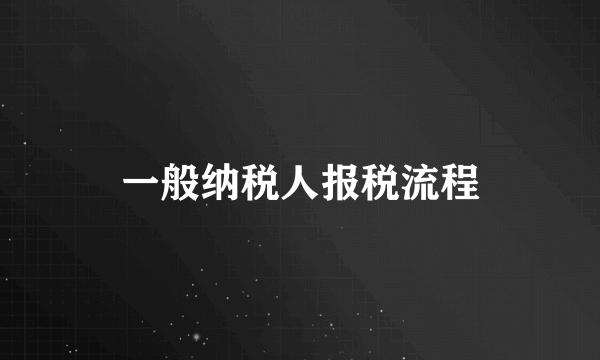 一般纳税人报税流程