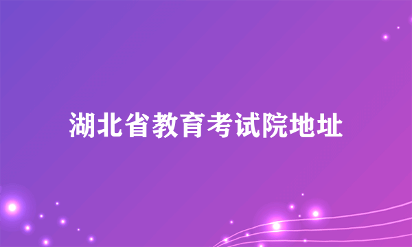 湖北省教育考试院地址