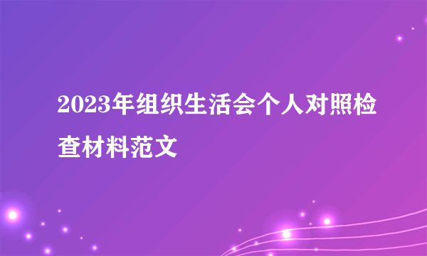 2023年组织生活会个人对照检查材料范文