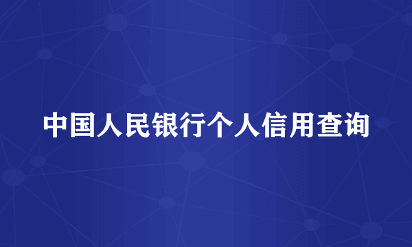 中国人民银行个人信用查询