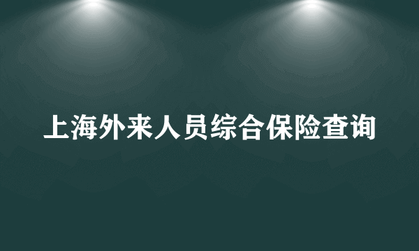 上海外来人员综合保险查询