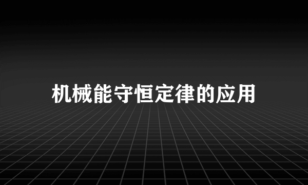 机械能守恒定律的应用