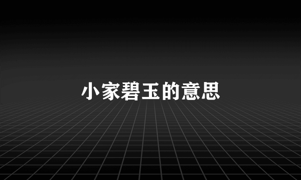 小家碧玉的意思