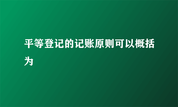 平等登记的记账原则可以概括为