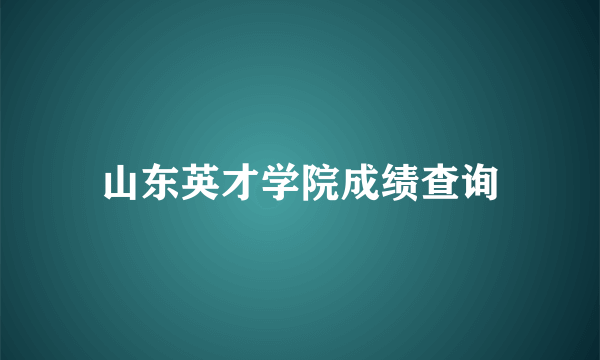 山东英才学院成绩查询