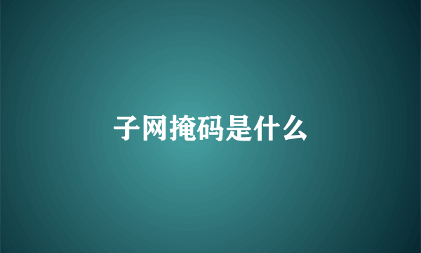 子网掩码是什么