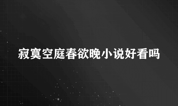 寂寞空庭春欲晚小说好看吗