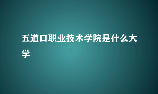 五道口职业技术学院是什么大学