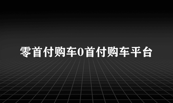 零首付购车0首付购车平台