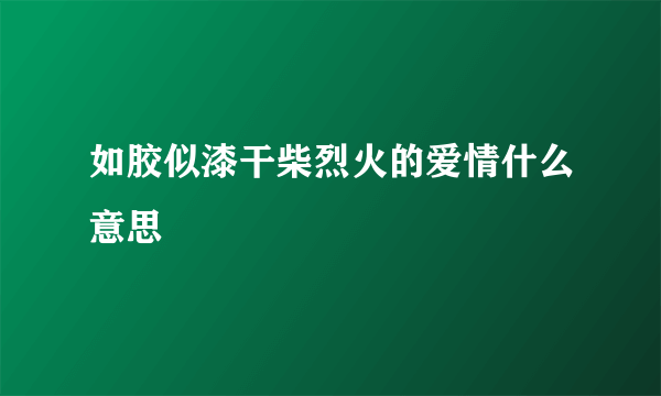 如胶似漆干柴烈火的爱情什么意思