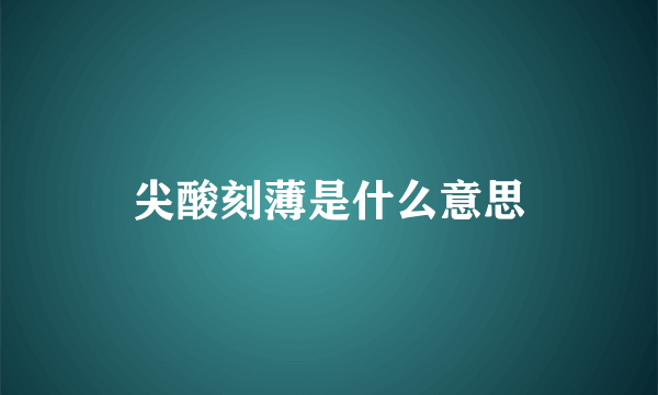 尖酸刻薄是什么意思